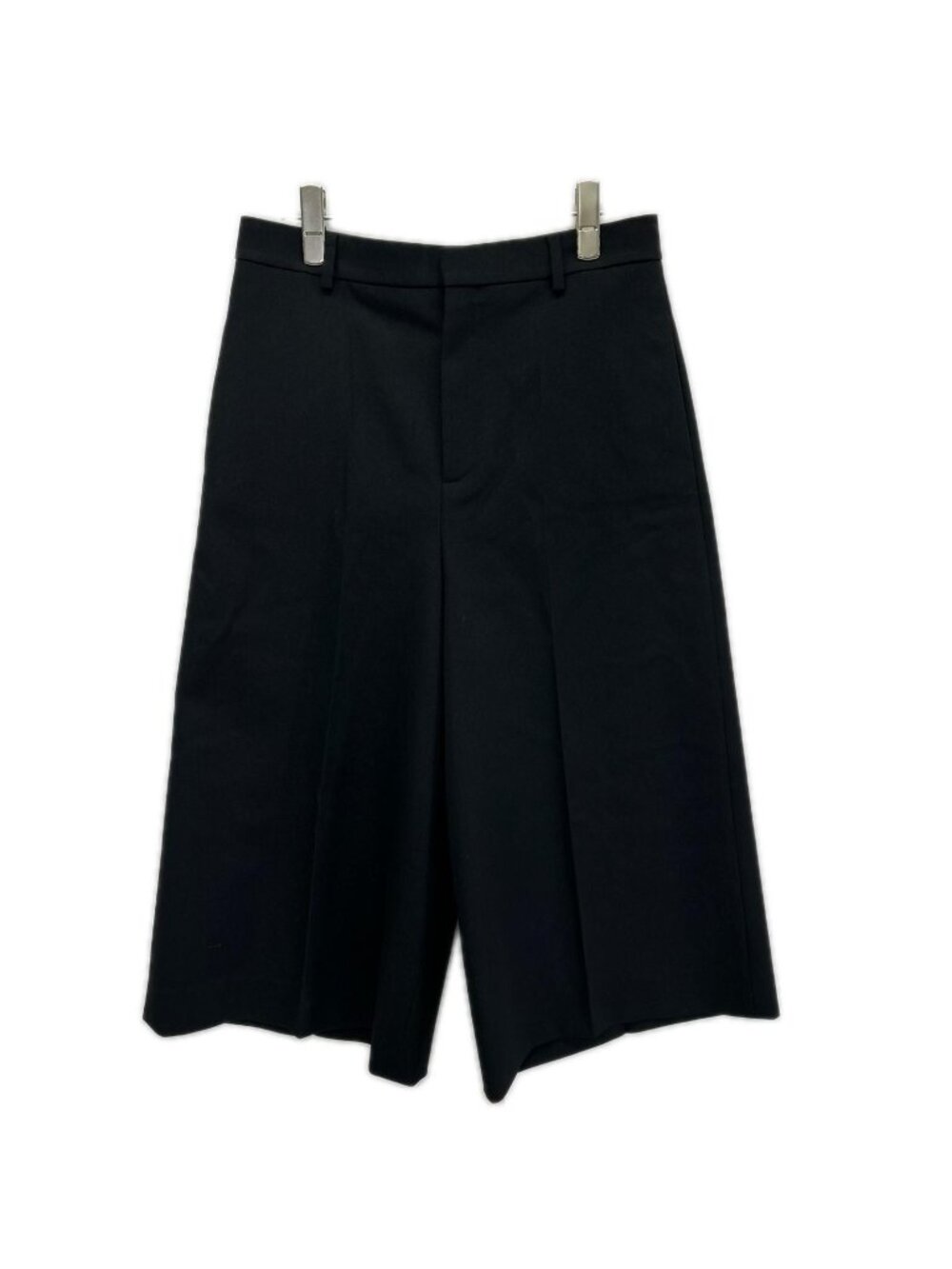 Celine Hedi Slimane Era Black Wool Center Crease Wide Cropped Pants 38